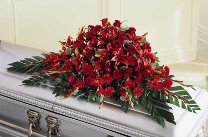 The Red Splendor Casket Spray