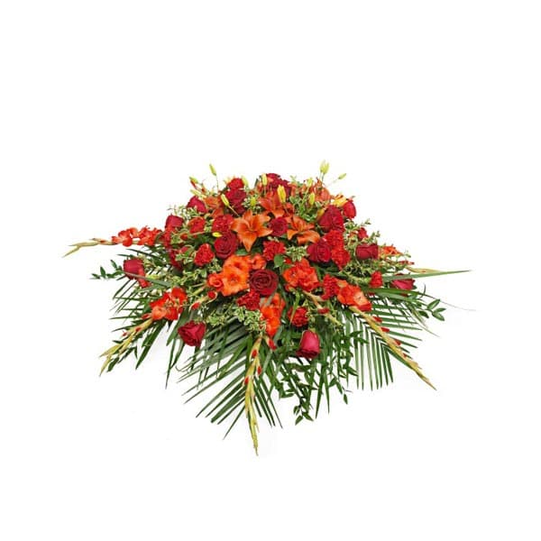 The Flaming Red Casket Spray
