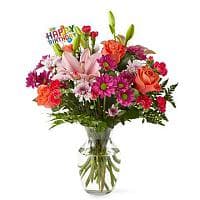 Light of My Life Bouquet & Happy Birthday Topper