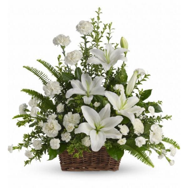 Peaceful White Lilies Basket