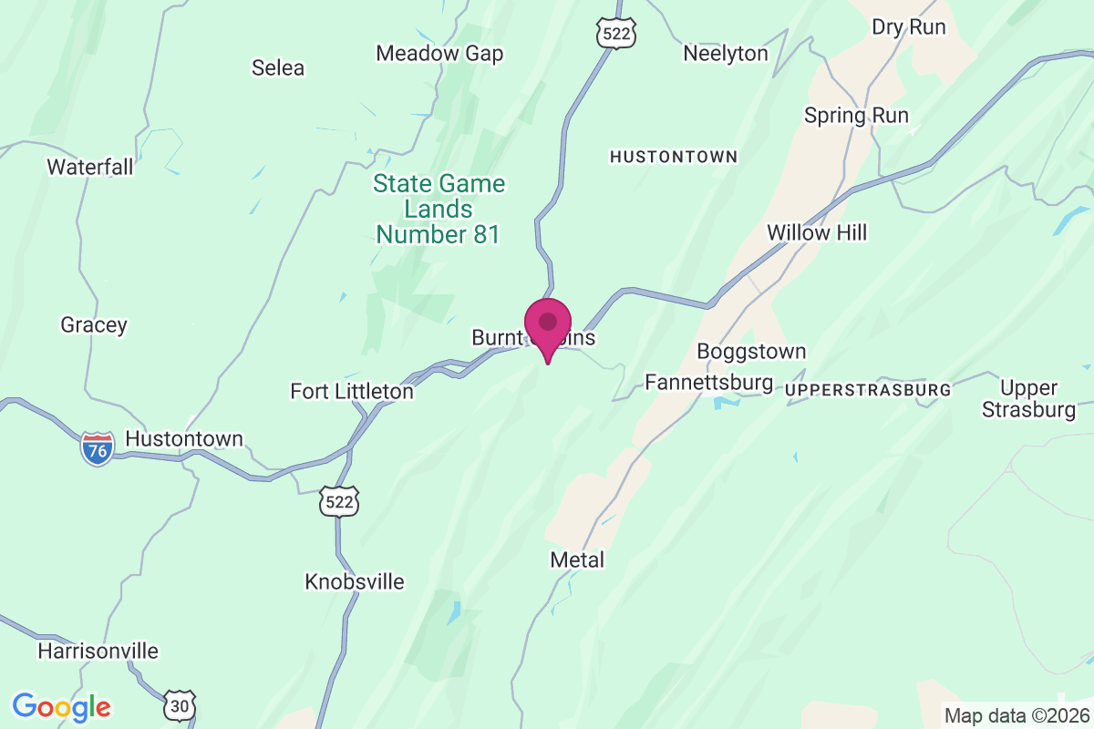 Burnt Cabins map